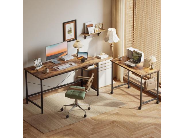 L Shaped Desk, Corner Computer Desk with Storage Shelves, Large Home Office Gaming Desk, Spacious Workstation for Gaming & Work, Rustic Brown...
