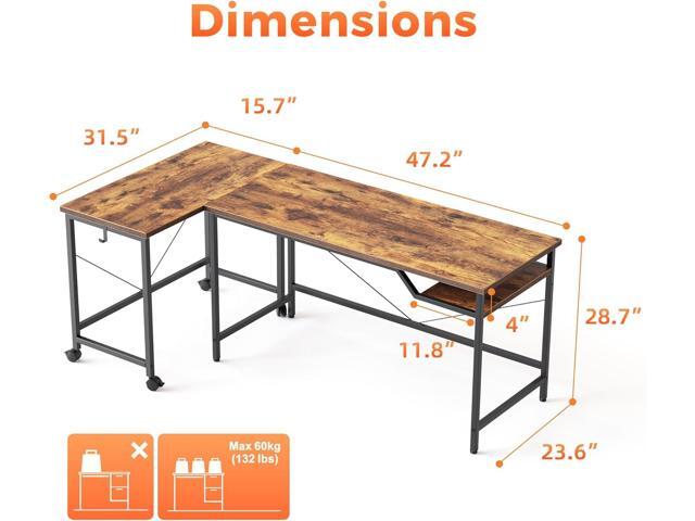 L Shaped Desk, Corner Computer Desk with Storage Shelves, Large Home Office Gaming Desk, Spacious Workstation for Gaming & Work, Rustic Brown...
