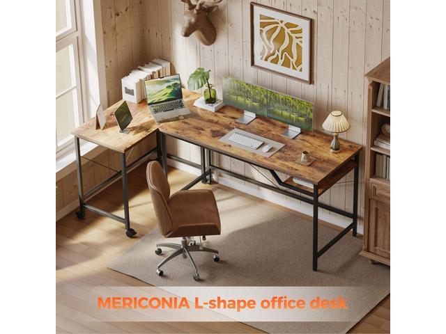 L Shaped Desk, Corner Computer Desk with Storage Shelves, Large Home Office Gaming Desk, Spacious Workstation for Gaming & Work, Rustic Brown...