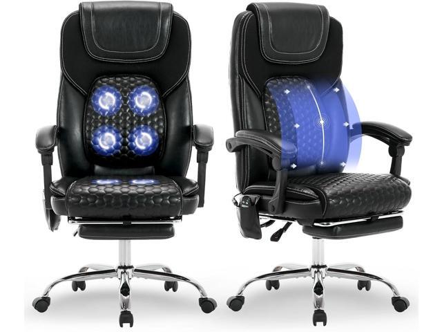 2-Pack Massage Office Chair with Heat and Footrest, Ergonomic Reclining Leather Executive Computer Desk Chair with Wheels, Big and Tall Adjustable...