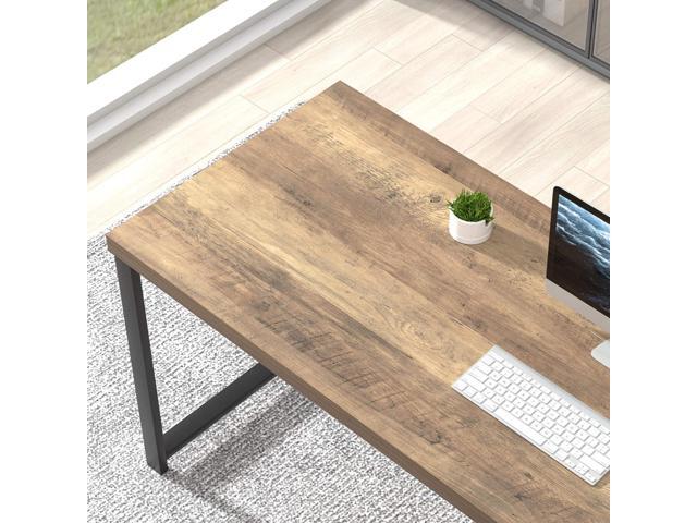 FOLUBAN Computer Desk, Modern Home Office Desk with Storage Shelves, Writing Study Gaming Table for Living Room Bedroom, Rustic Oak, 53 Inch