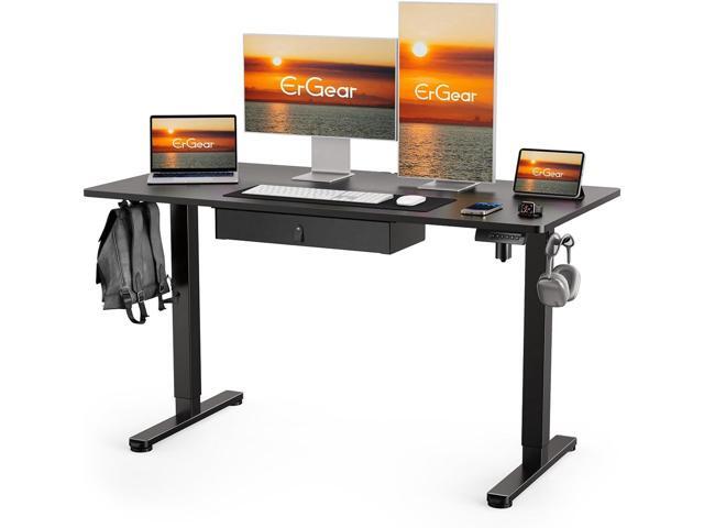 ErGear Electric Standing Desk with Drawer, 48 x 24 Electric Stand Up Desk, Ergonomic Adjustable Table with Storage, Computer Workstation with Cable.
