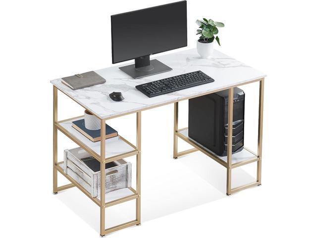 ivinta Computer Desk with Storage Shelves, 44.9 Inch Modern Office Desk with 3-Tier Storage Shelves and CPU Stand for Small Spaces, Living Room,.