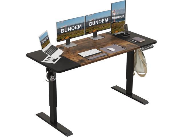 Height Adjustable Electric Standing Desk, 63x30 Height Stand Up Computer Desk,Sit and Stand Home Office Desk with Splice Board (Brown+Black Top,.