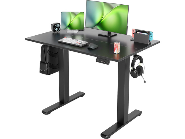 Seang Electric Standing Desk Adjustable Height, 40 x 24 Inch Sit Stand Desk with T-Shaped Frame, 3 Memory Presets & Cable Management for Home...