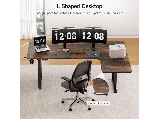 L Shaped Standing Desk, 71x43 Inches Electric L Stand Up Desk with 4 Legs, Dual Motor and Memory Controller, Adjustable Height from 28-46 Inches...