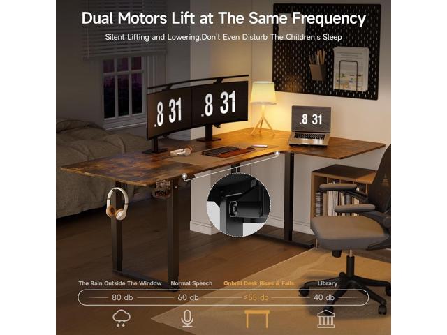 L Shaped Standing Desk, 71x43 Inches Electric L Stand Up Desk with 4 Legs, Dual Motor and Memory Controller, Adjustable Height from 28-46 Inches...