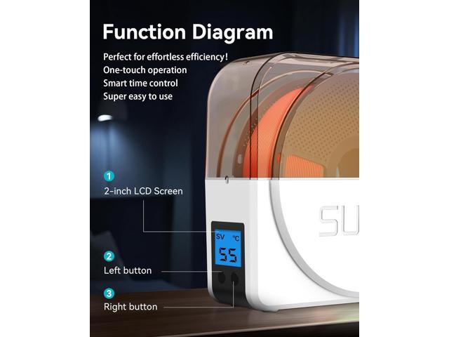 SUNLU Official Filament Dryer S1 Plus, Built-in Circulation Fan, Filament Dryer Box Storage Box for 3D Printer Filament 1.75 2.85 3.00, S1 Plus White