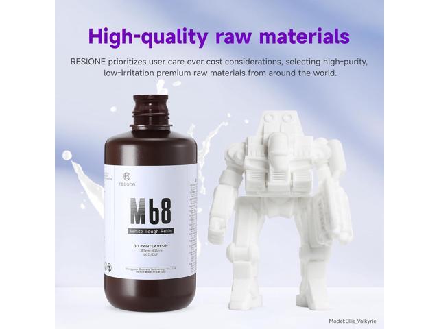 RESIONE M68 White ABS-Like 3D Printer Resin, Rigid and Tough Non-Brittle Formula, Non-Yellowing, High Precision, 385405nm UV Resin for LCD/MSLA/DLP...