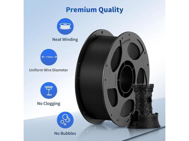 ANYCUBIC PLA Filament 1.75mm Bundle, 3D Printer Filament 1.75mm Dimensional Accuracy +/- 0.02mm, 1KG Reusable Spool (2.2 lbs), 10KG Black