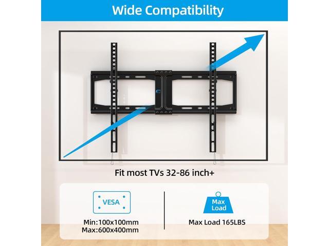 HOME VISION Heavy Duty Tilt TV Wall Mount Bracket for 32-86 Inch Flat/Curved TVs, 165Lbs Capacity, Max VESA 600x400mm, Fits 12/16/24 Inch Studs,...