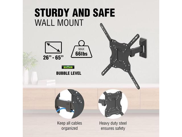 ELG Full Motion TV Wall Mount for TVs 26'' to 65'', Holds up to 66.1lbs, Articulating Arms Swivels Tilt Extension, Max VESA 400x400mm, FULL40,...