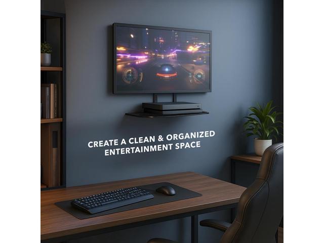Mount-It TV Wall Mount Shelf Bracket Under TV for Cable Box, DVD Player, Stereo AV Components Shelf,Black