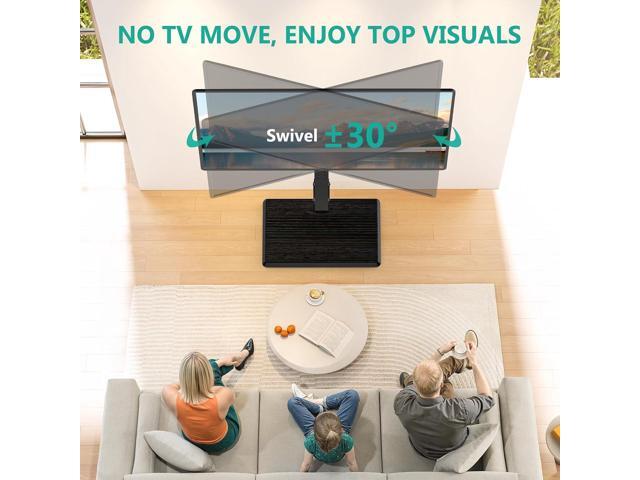 WALI Floor TV Stand with Power Outlet, Tall TV Stand Mount for 32-75 inch TV up to 110 lbs, Swivel and Height Adjustable TV Stands with Wood Base...