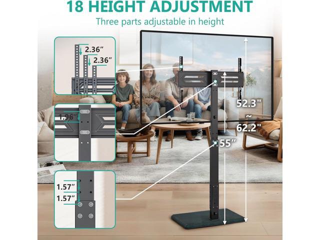 WALI Floor TV Stand with Power Outlet, Tall TV Stand Mount for 32-75 inch TV up to 110 lbs, Swivel and Height Adjustable TV Stands with Wood Base...
