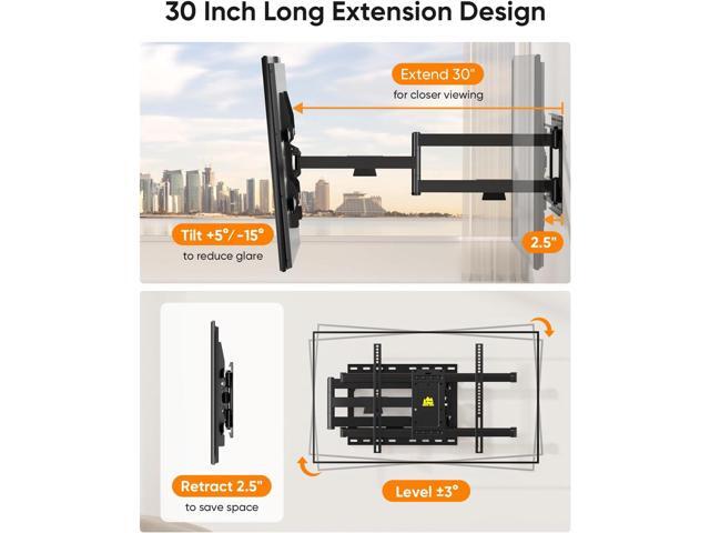 FORGING MOUNT Corner TV Mount Long Arm TVs Wall Mount for Most 37-75 Inch Flat Curved TVs, 30 Inch Long Extension TV Mount Swivel, Tilt, Full...