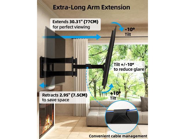 HOME VISION Full Motion Long Arm TV Wall Mount Bracket, Fits 75, 80, 85, 86, 98, 100 inch Flat or Curved TVs Up to 800x600 VESA & 165LBS, TV Mount...