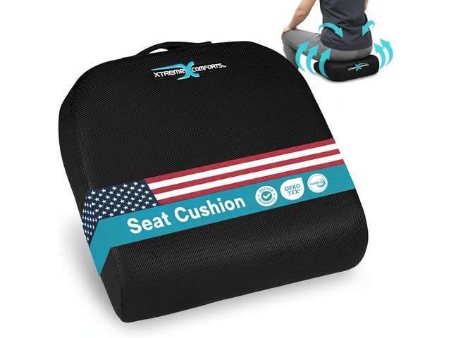 Xtreme Comforts Seat Cushions Office Chair Cushions for Desk, Car, Wheelchair Ergonomic Memory Foam Seat Cushion for Support & Comfort Helps...