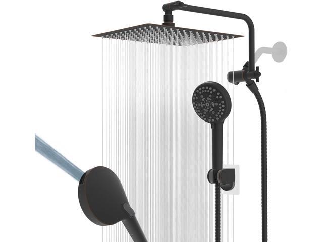 12' All Metal Shower Head, High Pressure 10-Spray Handheld Showerhead Rainfall Shower Head Combo with 11' Adjustable Shower Extension Arm, 71'.