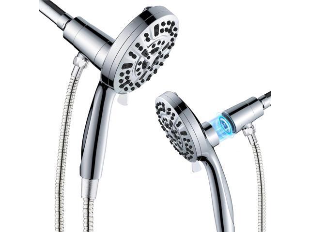High Pressure 10 Ways Handheld Shower Head Chrome- Anti-clog Nozzles, Built-in Power Wash to Clean Tub, Wall & Overhead Brackets,Magnetitc Rainfall.