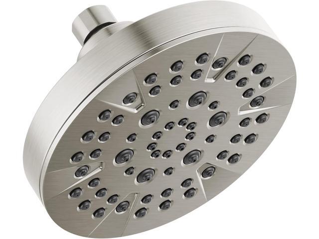 Delta 6-Setting Brushed Nickel Shower Head with High Pressure Spray, 6 Inch Round Shower Head, Showerheads, 1.75 GPM Flow Rate, Stainless 52535-SS