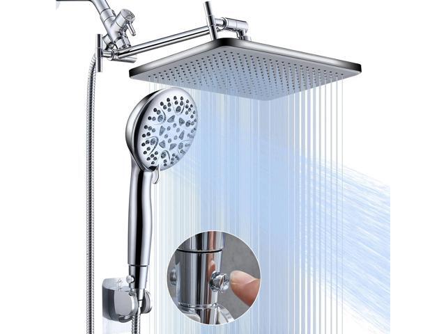 Rain Shower Head Combo-14''Rainfall ShowerHead,8 Modes Handheld with ON/OFF Pause Switch, Double High Pressure Shower heads with Hose,Adjustable.