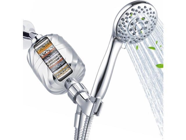 Filtered Shower Head with Handheld 5-Mode Sprayer with 24-Stage High Output Filter 99% Chlorine Remove to Clean and Soft Hard Water then Improve.