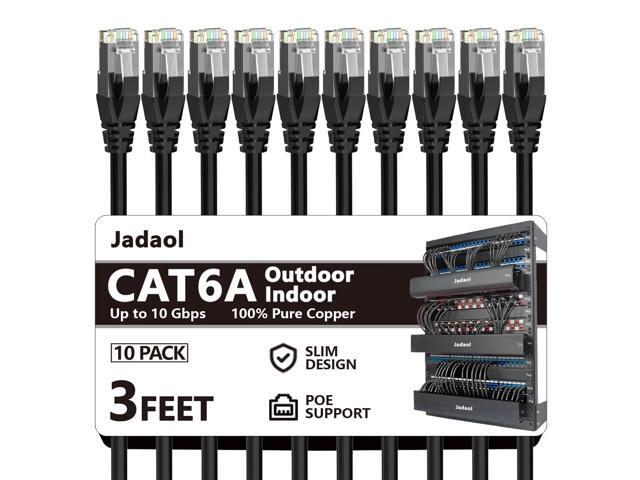 Jadaol Cat6a Ethernet Cable 3 ft 10 Pack, Slim 10G 550MHz 28AWG Patch Cable, Snagless Pure Copper Network Cable, Flexible LAN Cable for Router,.