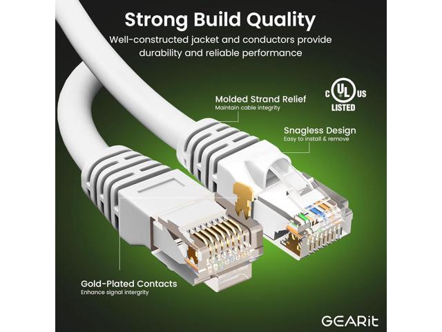 GEARit Cat 6 Ethernet Cable (10-Pack 25 Feet) Cat6 Network Patch, 10Gbps, RJ45, Snagless Cord, Gold-Plated Connectors, Internet for PC, TV, Tablet,...