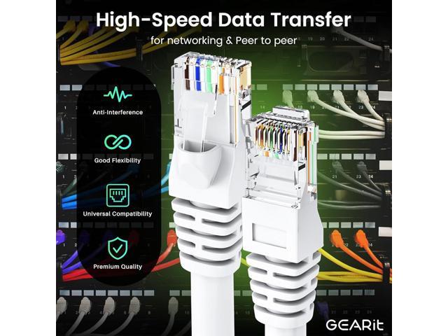 GEARit Cat 6 Ethernet Cable (10-Pack 25 Feet) Cat6 Network Patch, 10Gbps, RJ45, Snagless Cord, Gold-Plated Connectors, Internet for PC, TV, Tablet,...