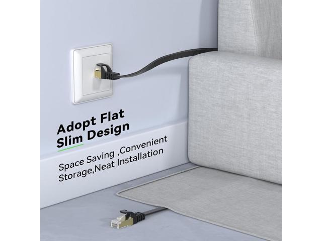 BUSOHE Cat 8 Ethernet Cable 100 FT, 40Gbps 2000MHz Cat8 High Speed Flat Internet Network Patch Cord, SFTP Shielded LAN Wire with Gold Plated RJ45...