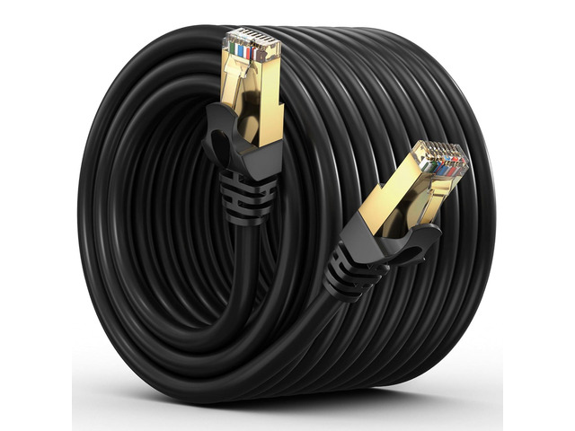 Cat 7 Ethernet Cable 50 ft - High-Speed Cat7 Internet & Network LAN Patch Cables, RJ45 Connectors - Perfect for Gaming, Streaming, and More (Black)