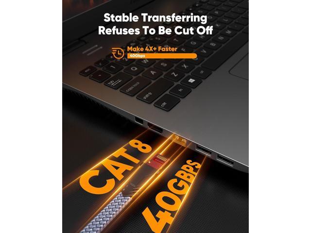 Snowkids Cat 8 Ethernet Cable 65 FT, High Speed 40Gbps,2000Mhz Braided High Duty LAN Cable,Gold Plated RJ45 Connector,S/FTP Shielded Indoor Flat...