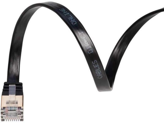 75FT U/FTP Flat Design CAT7 Gold Plated Shielded Ethernet RJ45 Copper Cable 10 Gigabit Ethernet Network Patch Cord (75FT, Black)
