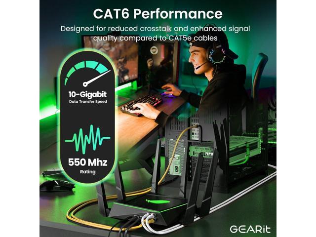 GEARit Cat 6 Ethernet Cable (24-Pack 1 Foot) Cat6 Network Patch, 10Gbps, RJ45, Snagless Cord, Gold-Plated Connectors, Internet for PC, TV, Tablet,...