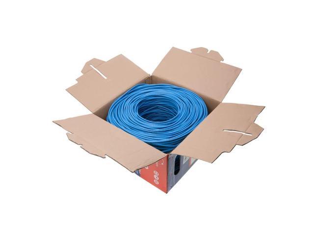 1000ft Cat5e Solid 24AWG Shielded Cable FTP Cat5 Bulk Pull Box Network Copper Clad Aluminum Wire (Shielded (FTP), Blue)