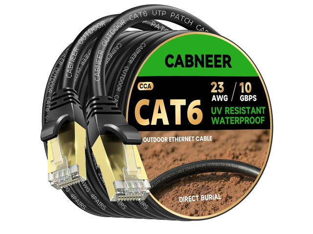 Cat 6 Ethernet Cable 3 ft, Outdoor & Indoor 23AWG 10Gbps High Speed, Weatherproof Direct Burial LLDPE UV Jacket, RJ45 CCA LAN Cable, Support for...