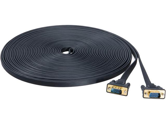 DTech Flat Thin Extra Long VGA Cable 100 ft 15 Pin Male to Male Computer Monitor Cord HD15 Connector 1080p High Resolution (31 Meter, Black)