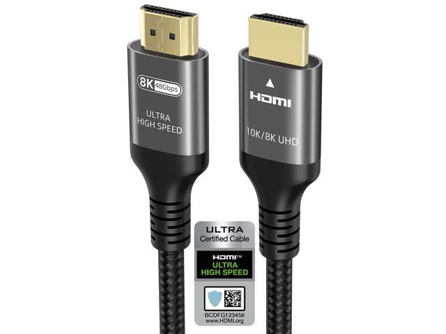 10K 8K 4K HDMI Cable 48Gbps 8 FT, Certified Ultra High Speed HDMI® Cable 4K 240Hz 144Hz 120Hz 8K60Hz 0.01ms HDR10+ eARC HDCP2.3 Netflix Roku TV PC.