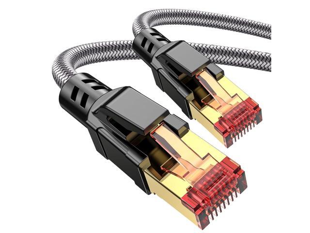 Cat 8 Ethernet Cable 15 ft, 40Gbps 2000Mhz High Speed Gigabit LAN Internet Cables,RJ45 Patch Cord Braided Round S/FTP Network Cable,for Smart.