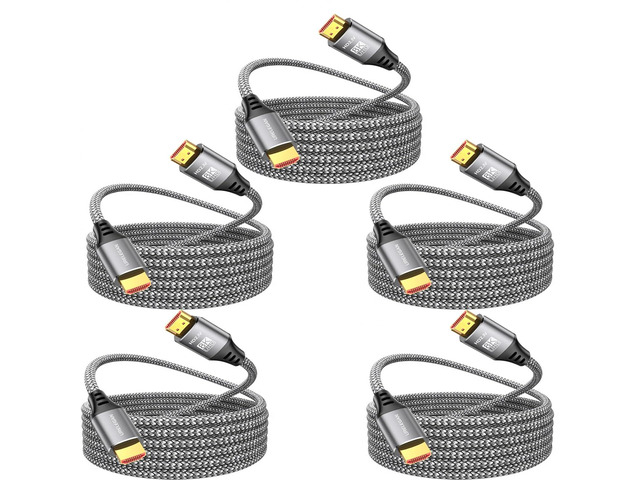 8K HDMI Cable 10FT 5-Pack, HDMI to HDMI Cord 4K@120Hz/144Hz, 8K@60Hz, HDMI 2.1 Support eARC, HDCP2.3/2.2, HDR10+ for KVM, PS5, Xbox, LG, Roku,...
