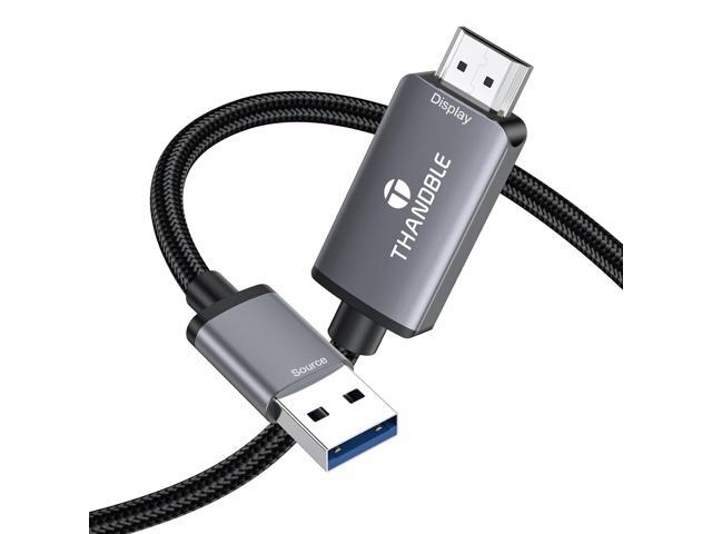 USB to HDMI Adapter Cable 3FT, 1080P 60Hz USB A 3.0 to Audio/Video Converter Cable for Monitor, TV, Projector, Compatible with Mac OS Windows.