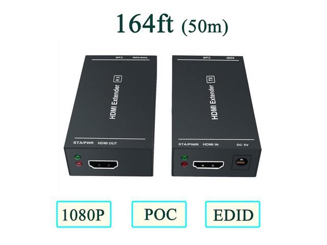 HDMI Extender 1080p@60Hz, 3D, Over Single Cat5e/Cat6/Cat 7 Cable Full HD Uncompressed Transmit Up to 164 Ft(50m), EDID and POC Function Supported...