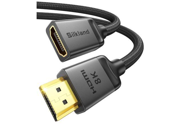 Silkland 8K HDMI Extension Cable 6.6FT/2M HDMI Extender 2.1, 8K@60hz 4K@120hz HDMI Male to Female Adapter,Ultra High Speed 48Gbps HDMI Cord.