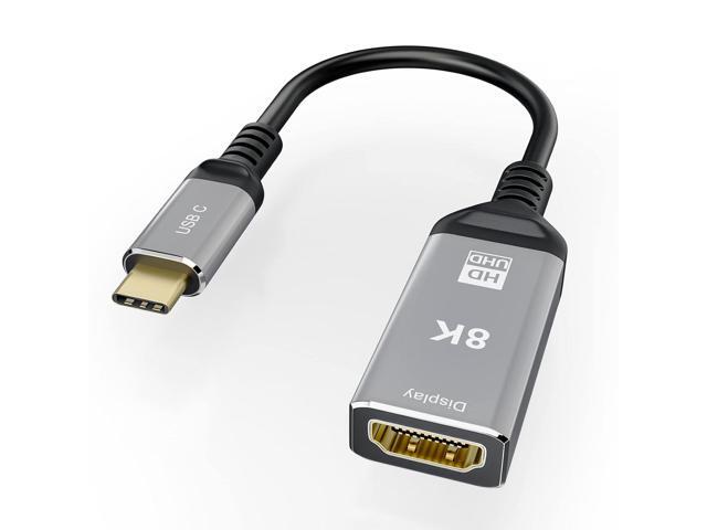 CABLEDECONN USB C USB3.1 to HDMI 8K 2.1 Cable 25cm Male to Female 8K@30Hz 4K@120Hz UHD HDR High Speed 48Gbps Thunderbolt 3 Compatible for HDTVs.