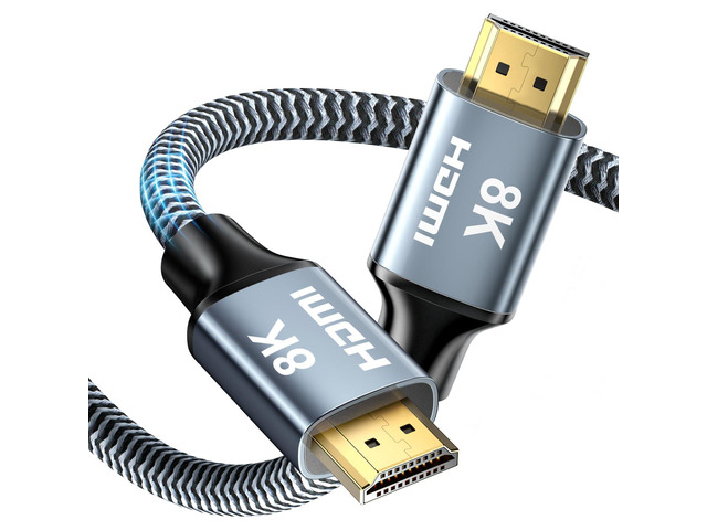 8K HDMI Cable 30 ft, 48Gbps High Speed HDMI 2.1 Cable, Braided HDMI Cable 2.1 8K 60Hz 4K 120Hz Support for HDR eARC HDCP 2.2/2.3, HDMI Cord...
