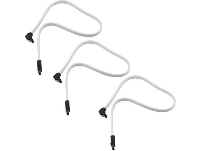3pcs SATA III 6Gbit/s Right Angle Data Cable with Locking Latch for HDD/SSD/CD and DVD Drives, White