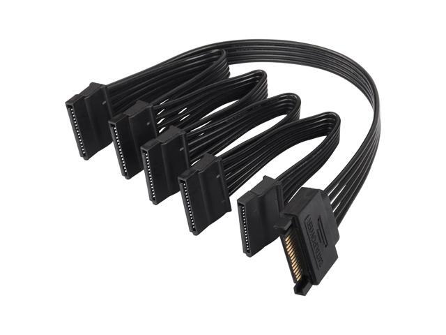 SinLoon SATA Power Splitter Cable - 15Pin Male to 5 Female Power Extension Hard Drive Cable for HDD, SSD and Optical Drives - 23.5cm
