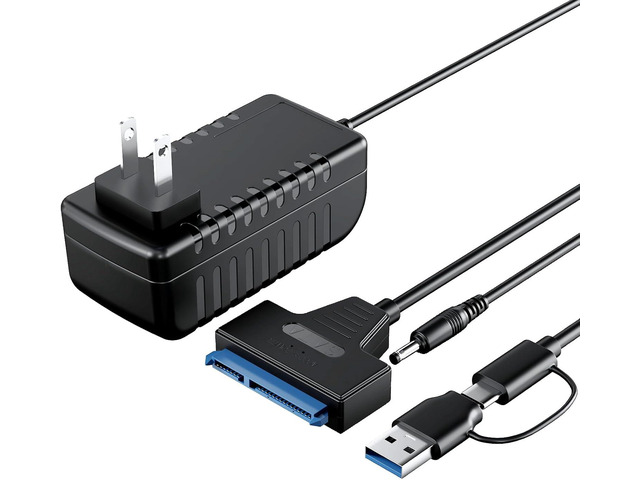 SATA to USB 3.0 and USB C Adapter Cable for 3.5 2.5 Inch SSD/HDD Hard Drive Reader, External Converter for SSD/HDD Data Transfer with 12V/2A Power...
