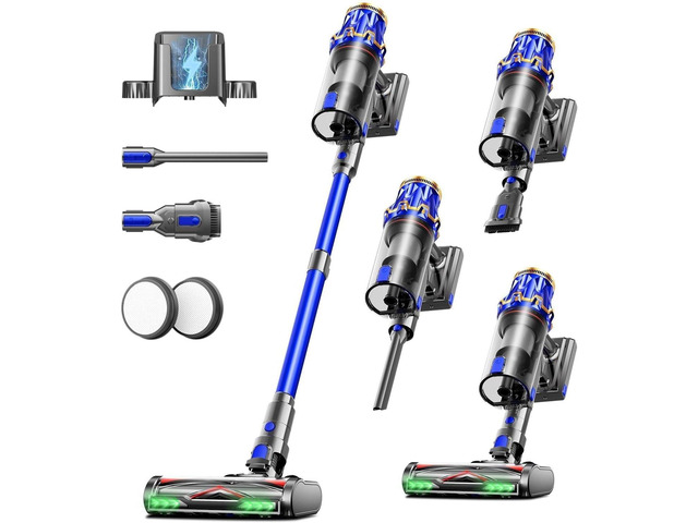 Cordless Vacuum Cleaner, Upgraded 650W 60KPA 70Mins Vacuum Cleaners for Home with Self-Standing Vacuum Cleaner Stick, Anti-tangle Wireless Vacuum,...